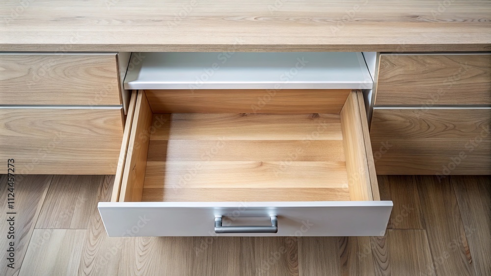 Top view of a opened empty drawer , storage, organization, furniture, home, interior, empty, clean, wooden, box Top view of a opened empty drawer , storage, organization, furniture, home, interior, empty, clean, wooden, box