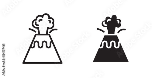 Volcano icon set in Thin line black color.