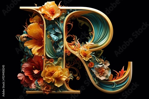 Floral Alphabet - Vector
