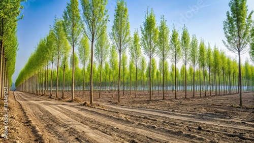 Fast growing poplar seedlings in the fields of North China, poplar, seedlings, fast growing, agriculture, farmland