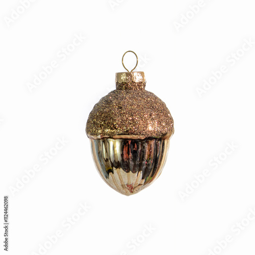 Glass Christmas tree toy in the shape of a hazelnut