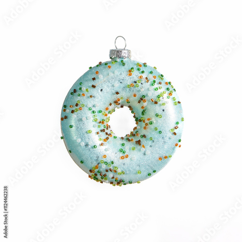 Glass Christmas tree toy in the form of Donuts. Retro style