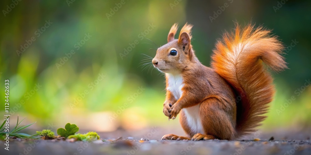 Curious red squirrel sitting on the ground, shallow depth of field , Eurasian, red squirrel, curious, wildlife, animal, nature Curious red squirrel sitting on the ground, shallow depth of field , Eurasian, red squirrel, curious, wildlife, animal, nature