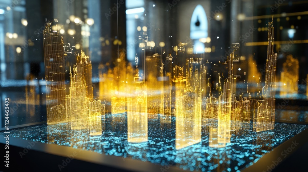 Obraz premium Futuristic Cityscape with Holographic Structures