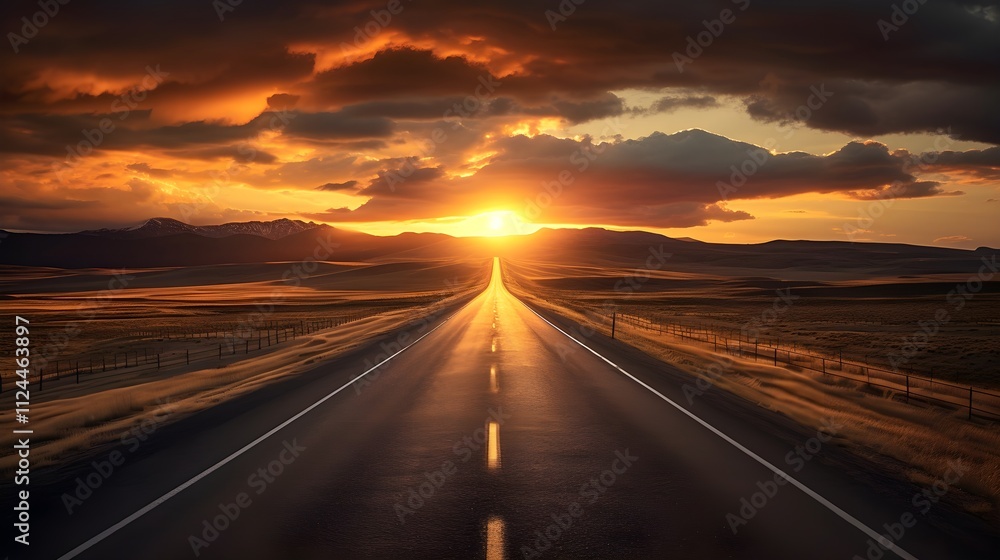Beautiful sunset sky along the asphalt highway road. Beautiful sunset sky along the asphalt highway road.