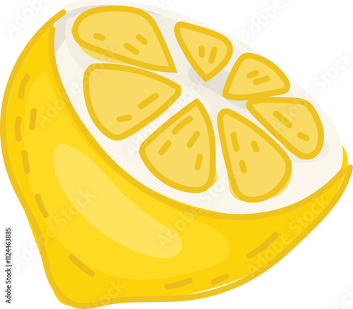 Illustration of a Lemon Slice Cross Section.