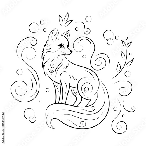 linear drawing of a fox on a white background