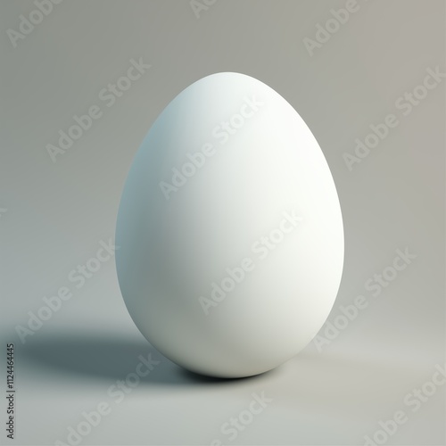 3d mockup of blank white Easter egg. Single matte egg sitting on plain surface, simple background. Blank rendered Easter egg template