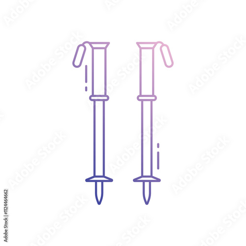 Trekking pole vector icon