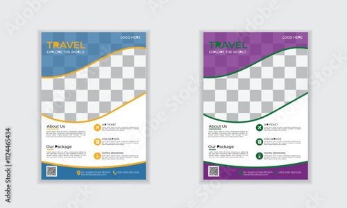 modern simple travel poster or travel flyer template layout design for print