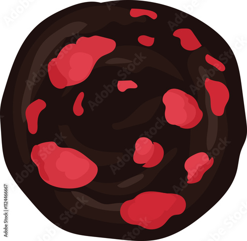 Dark Chocolate Cookie with Red Toppings.