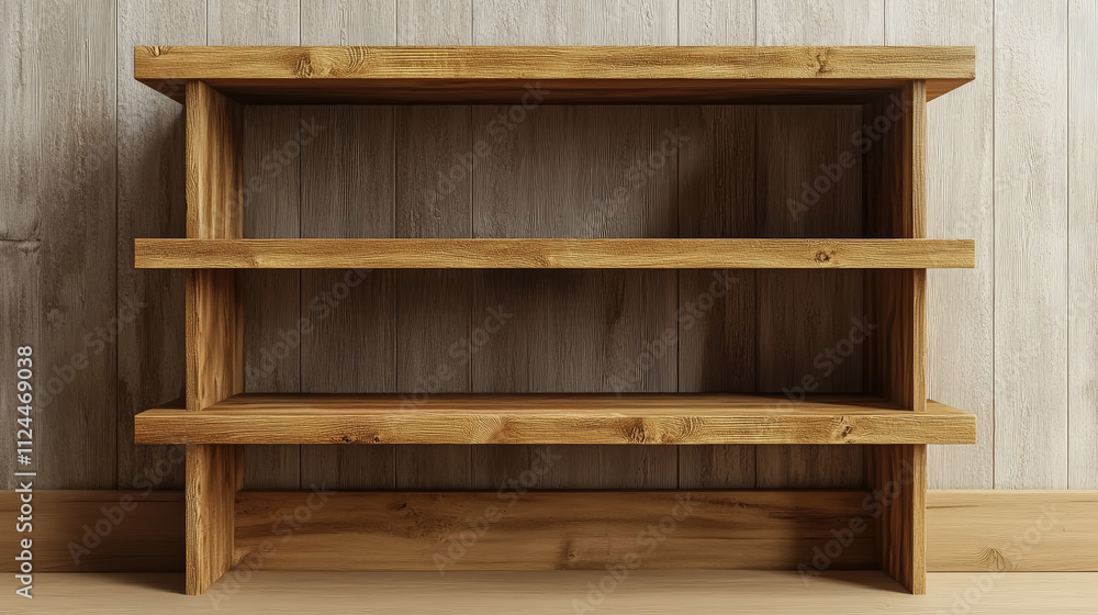 A wooden bookshelf with three shelves and a few books on it. The books are arranged in a way that they are easy to access and the shelf is made of wood A wooden bookshelf with three shelves and a few books on it. The books are arranged in a way that they are easy to access and the shelf is made of wood