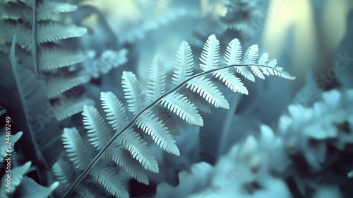 Delicate Fern Frond in Soft Blue Light