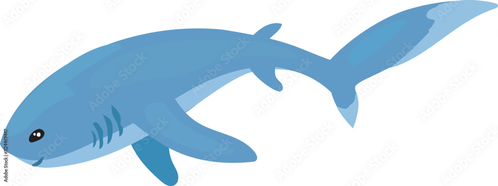 Obraz premium Cartoon Blue Thresher Shark Illustration.