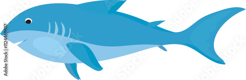 Blue Shark Cartoon Illustration.