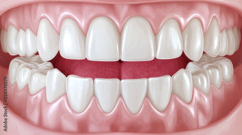 Obraz premium Close-up view of human teeth and gums for dental education.