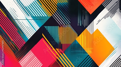 Abstract image with Geometric Shapes dynamic lines Vibrant color palette for modern energetic Composition Concept.