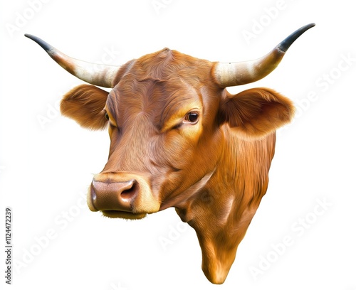 Red brown cow head isolated on a white background photo