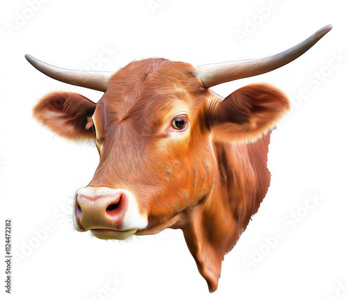 Red brown cow head isolated on a white background photo