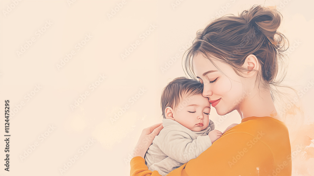 custom made wallpaper toronto digitalMother and child, cute book illustration