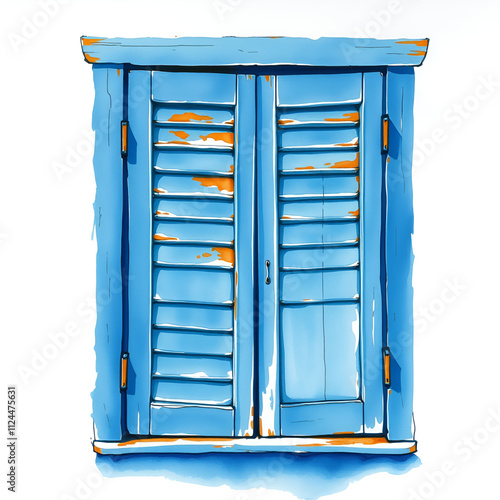 Blue wooden window