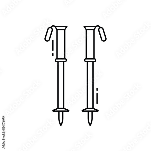 Trekking pole vector icon