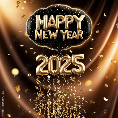 Happy New Year 2025 in Gold Foil Balloon – Party Decor