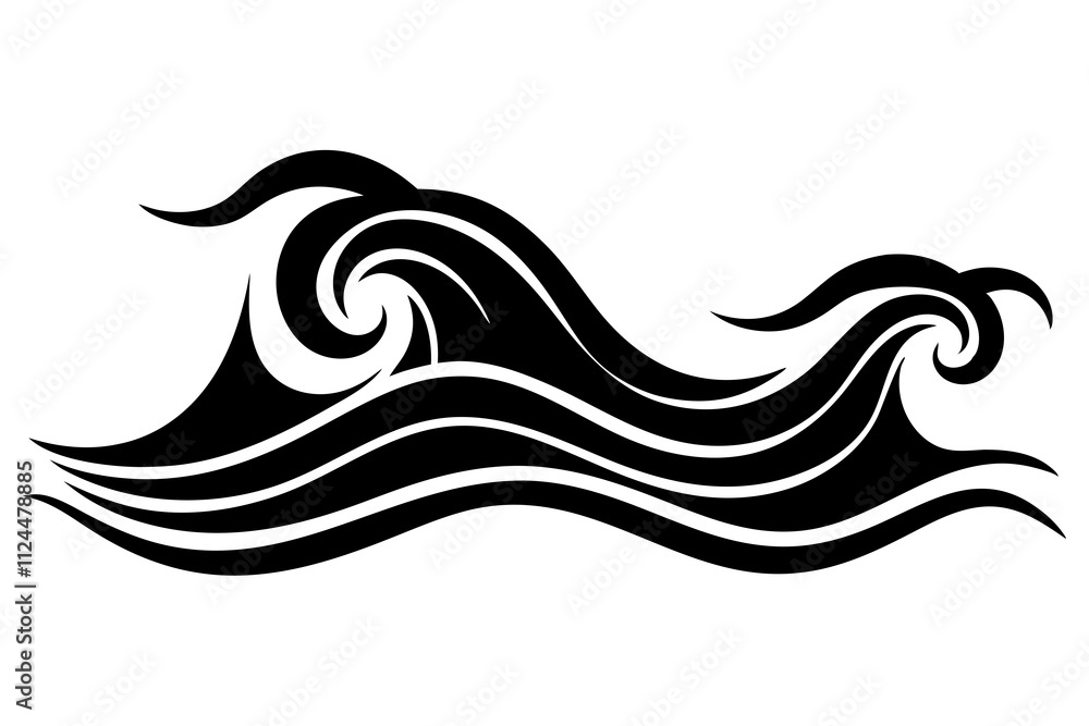 Elegant Line Art Waves | Minimalist Vector Illustration for Printable Design Elegant Line Art Waves | Minimalist Vector Illustration for Printable Design