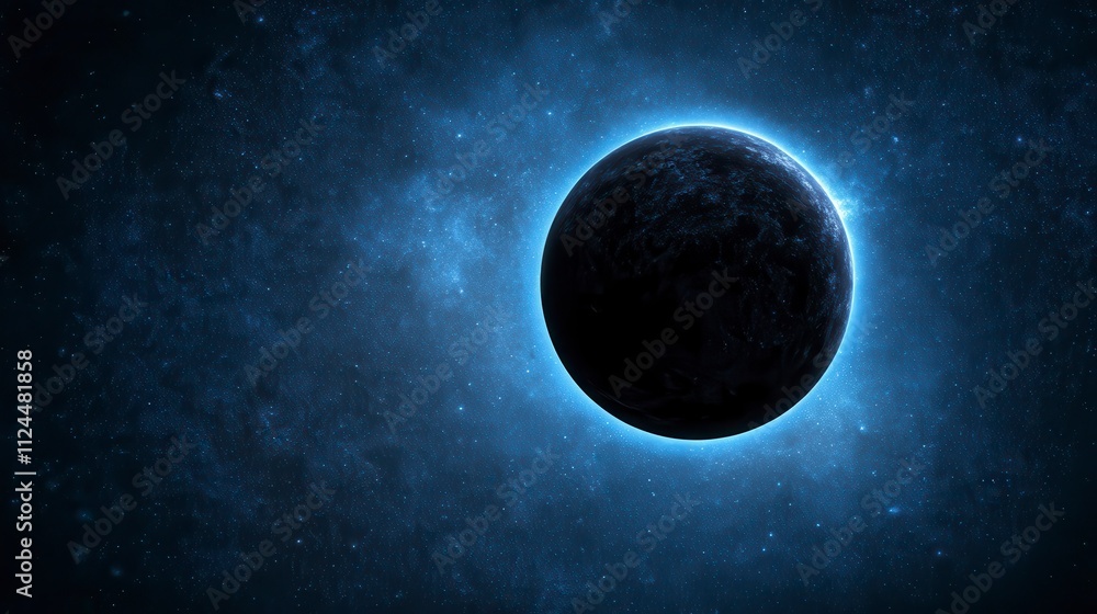Fototapeta premium Dark Planet Celestial Body Cosmic Background Galaxy Space Exploration Universe Night Sky Stars