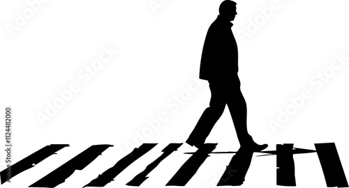 A minimalist silhouette of a man walking along a street, capturing the essence of urban solitude and motion.