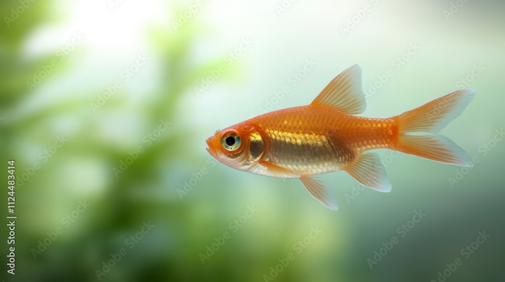 Fototapeta premium Vibrant Goldfish in Aquatic Plants Nature s Beauty Underwater World