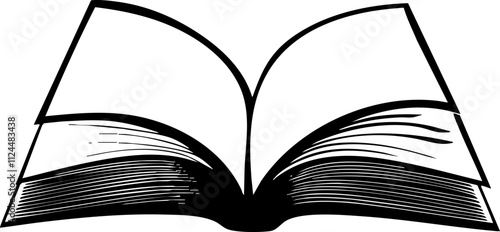 An illustration of an open book, symbolizing knowledge and learning, ideal for educational and literary contexts.