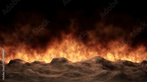 Fiery Inferno Landscape Burning Hills Smoke Flames Background