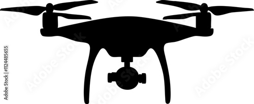 A silhouette of a drone showcasing its sleek design, commonly used for aerial photography and surveillance.