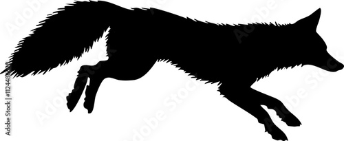 A sleek silhouette of a fox in motion, representing agility and grace in the wild. Ideal for nature-themed designs.