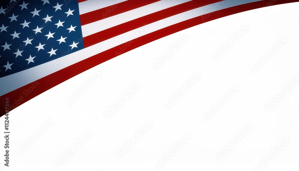 Fototapeta premium Wave Like USA Flag Design Featuring Stars and Stripes in Red, White, and Blue. Ideal for Patriotic Holidays, Memorial Day, Independence Day Banners, Social Media Graphics, and Event Posters