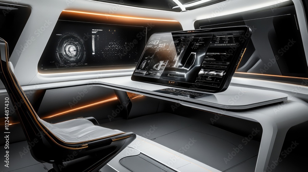 Futuristic Workspace with Advanced Technology Futuristic Workspace with Advanced Technology