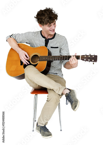 Foto Young guitarist png, transparent background