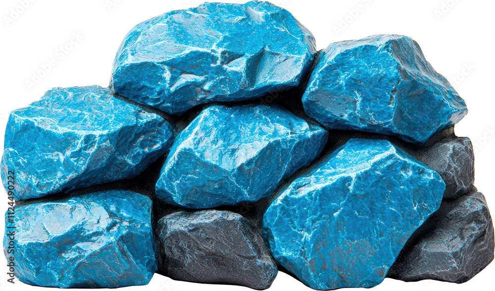 Vibrant blue rock pile against a dark backdrop Vibrant blue rock pile against a dark backdrop
