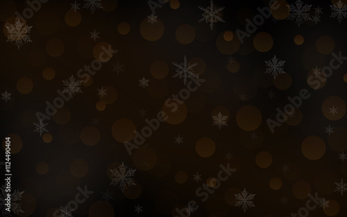 Abstract dark christmas and new year background with snowflakes and bokeh with copy text