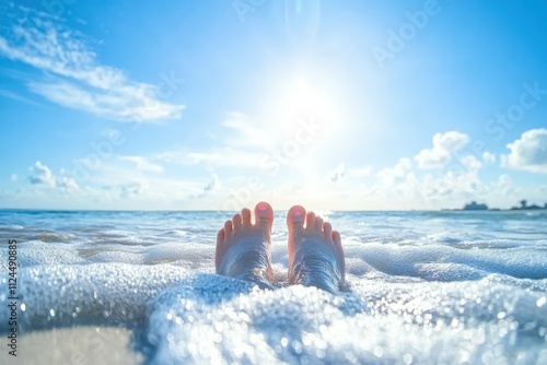  A expansive water body with an emerging wave and a cloud-laden backdrop. Beautiful simple AI generated image