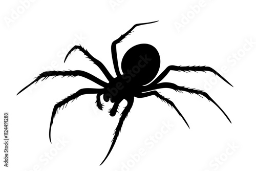 A detailed silhouette of a spider, showcasing its eight legs and body structure, ideal for nature-themed designs.