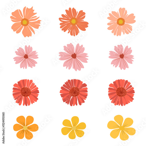 Abstract set of flowers. Origami flowers icons, background. Vector illustration for banners, wallpapers, posters, websites, online stores.
