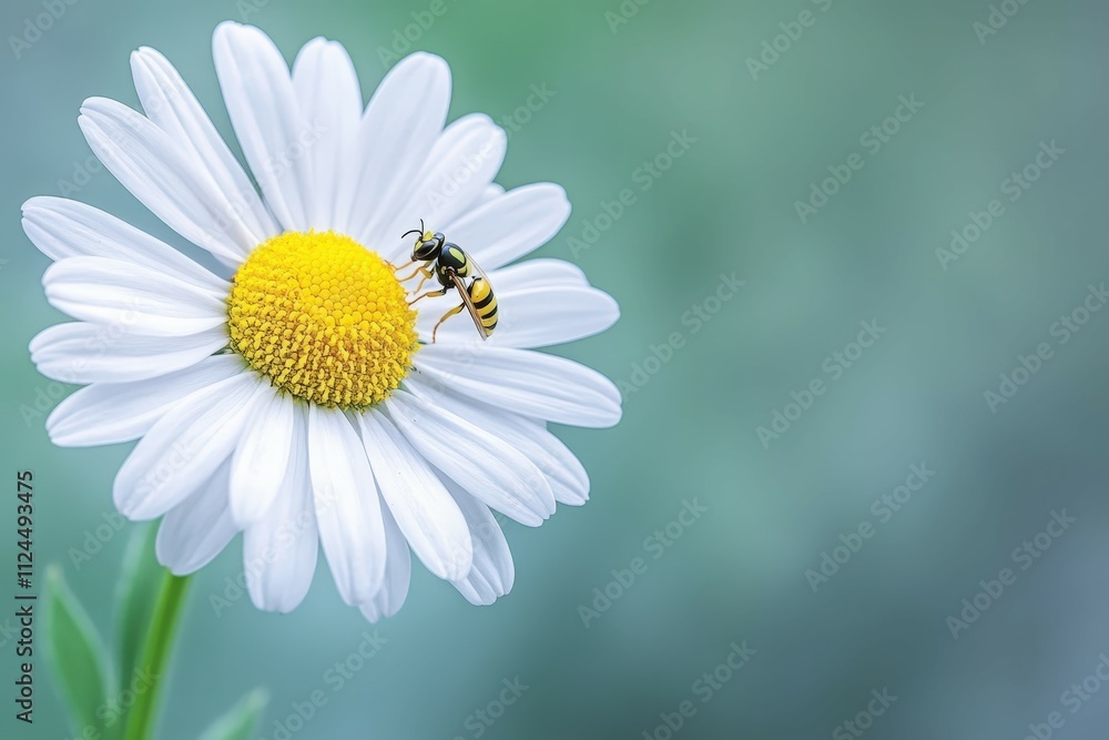 Fototapeta premium Bee collect pollen from pink flower (Cosmos bipinnatus). Close-up. Side view. Beautiful simple AI generated image