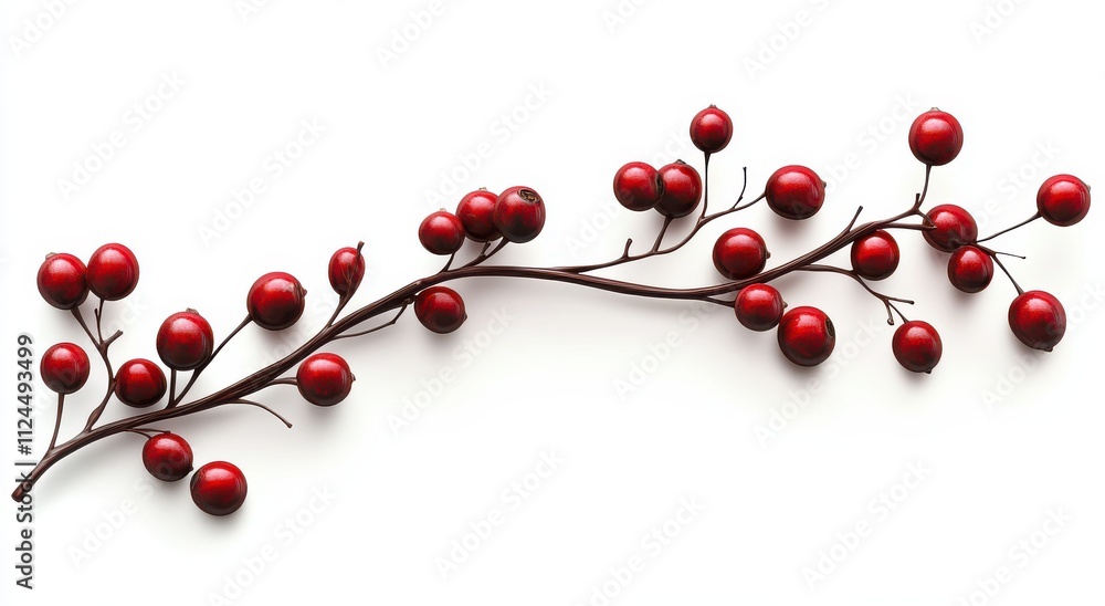 Vibrant Red Berry Branch on a White Background for Seasonal Decor and Nature Inspired Arrangements in Art and Crafts Projects Vibrant Red Berry Branch on a White Background for Seasonal Decor and Nature Inspired Arrangements in Art and Crafts Projects