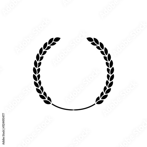 Round frame of two bent spikelets. Wheat wreath in a circle shape. 