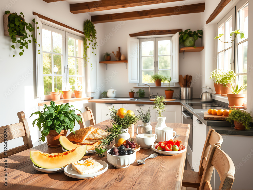 A kitchen table adorned with a variety of fresh fruits and vegetables, showcasing vibrant colors and natural textures. A kitchen table adorned with a variety of fresh fruits and vegetables, showcasing vibrant colors and natural textures.