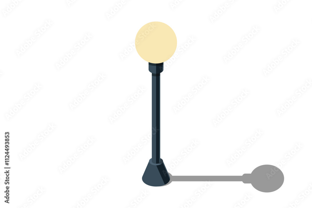Isometric of light lamp pillar. Isometric street light. Isometric icon of a park light. Light pillar icon. Isometric outdoor lighting Isometric of light lamp pillar. Isometric street light. Isometric icon of a park light. Light pillar icon. Isometric outdoor lighting