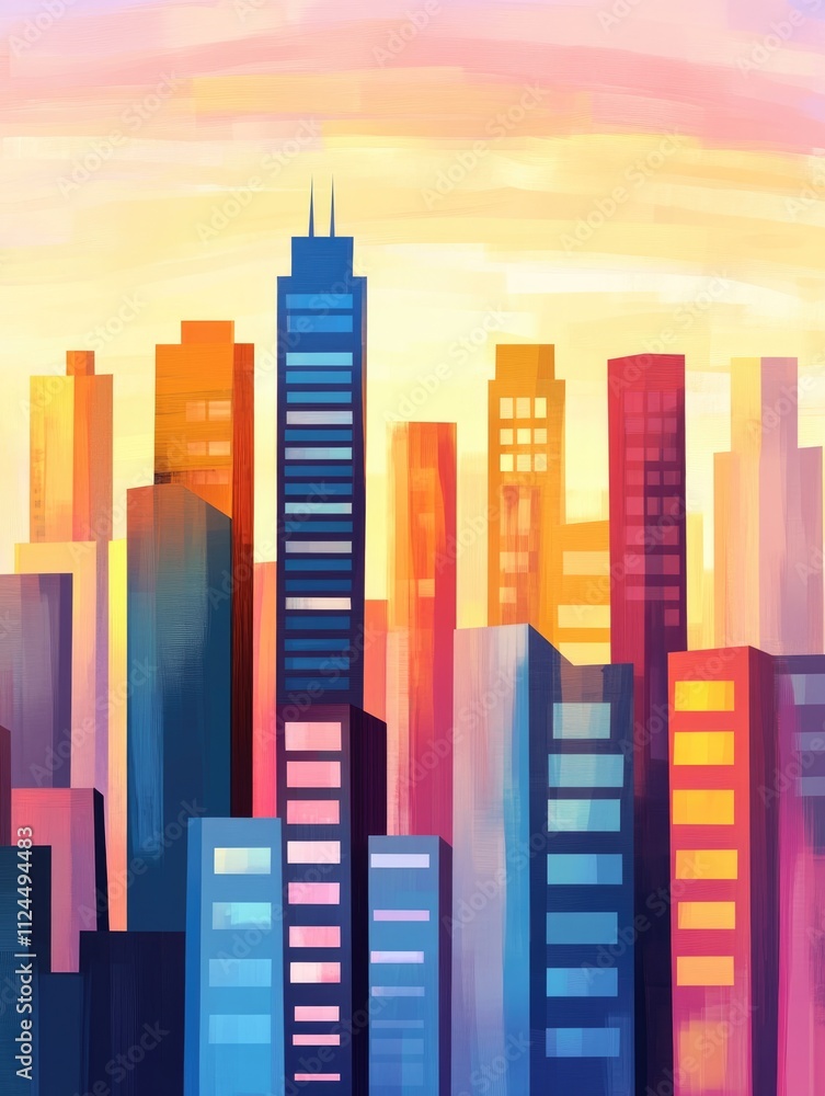 A dynamic city skyline in sunset hues with tall buildings, showcasing urban architecture and vibrant colors, ideal for travel or modern city branding.. A dynamic city skyline in sunset hues with tall buildings, showcasing urban architecture and vibrant colors, ideal for travel or modern city branding..