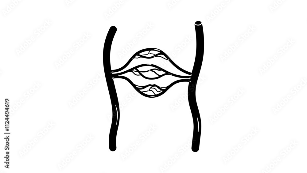Blood vessel, black isolated silhouette Blood vessel, black isolated silhouette